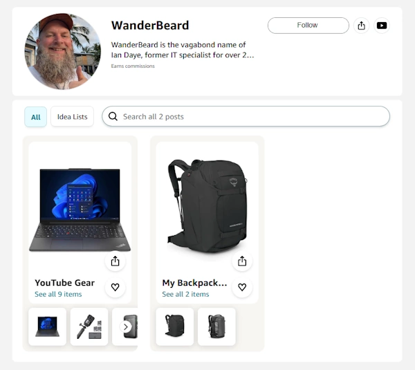 WanderBeard's Amazon Affiliate Store