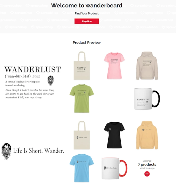 WanderBeard's Spreadshop Merchandise Store
