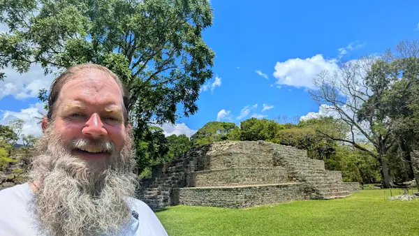 WanderBeard In Front Of Ruins At Copan Ruinas Honduras