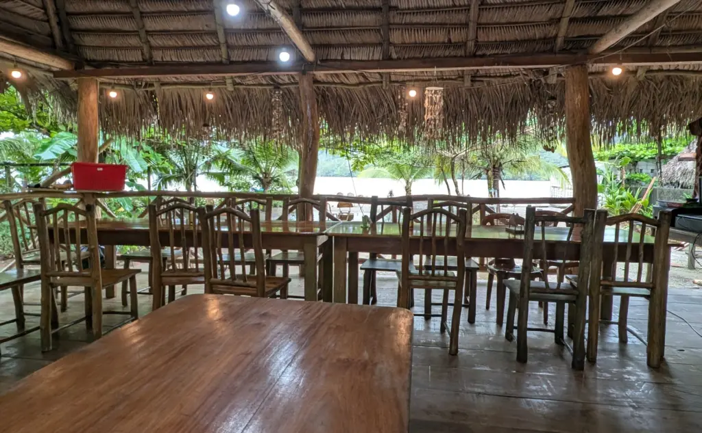 Floating Down The Rio Dulce For A Week, Discovering Guatemala’s Hidden Gem! Dining Area At Casa Maya on Rio Dulce Guatemala