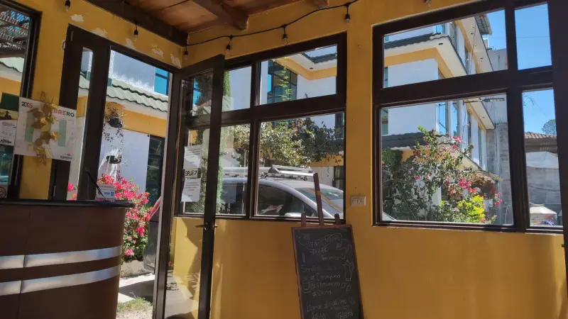 Momostenango – Guatemala’s Western Highlands Part 3: When I Had The Incredible Mayan Town All To Myself! Front Lobby of Otoño Hotel Momostenango Guatemala