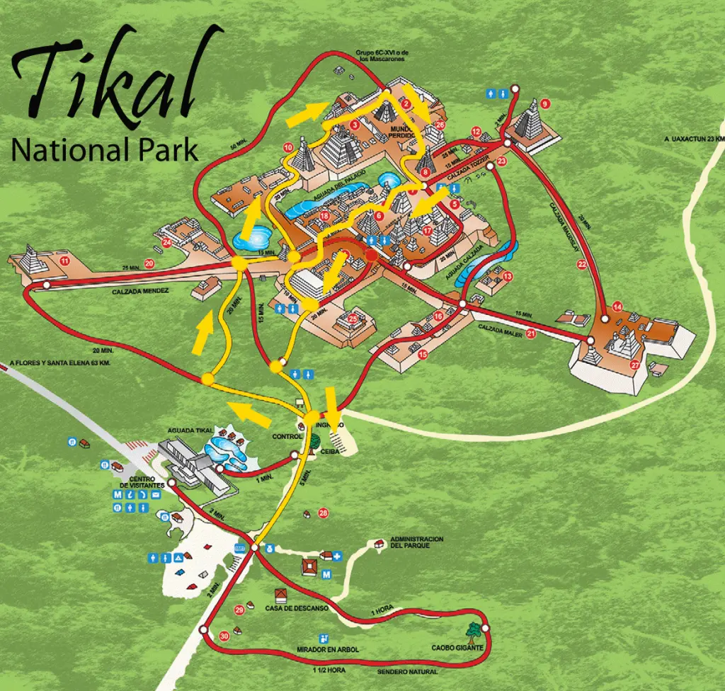 Tikal National Park Route Map Guatemala WanderBeard