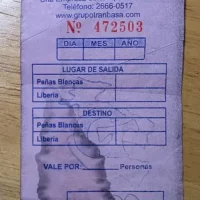 Bus Receipt From Penas Blancas to Liberia, Costa Rica. 1900 Colones Bus Receipt From Penas Blancas to Liberia, Costa Rica. 1900 Colones
