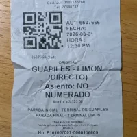 Bus Ticket from Guapiles to Limon, Costa Rica Price: 3325 Colones Bus Ticket from Guapiles to Limon, Costa Rica Price: 3325 Colones