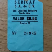 Bus Payment Receipt from Guatemala Border to Santa Ana, El Salvador Bus Payment Receipt from Guatemala Border to Santa Ana, El Salvador
