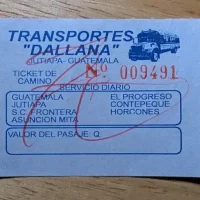 Bus Payment Receipt from Guatemala City to Jutiapa, Guatemala Bus Payment Receipt from Guatemala City to Jutiapa, Guatemala