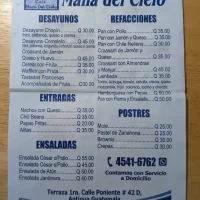 Menu From Maná Del Cielo Restaurante, Antigua, Guatemala Menu From Maná Del Cielo Restaurante, Antigua, Guatemala