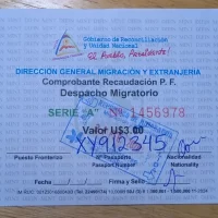 Exit Receipt Departing Nicaragua for Costa Rica From Immigration Office Exit Receipt Departing Nicaragua for Costa Rica From Immigration Office