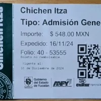 Admission Ticket for Chichen Itza Archaeological Site, Yucatan, Mexico Admission Ticket for Chichen Itza Archaeological Site, Yucatan, Mexico