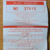 Baggage Tag for Bajaferries From La Paz, Mexico to Mazatlan, Mexico Baggage Tag for Bajaferries From La Paz, Mexico to Mazatlan, Mexico