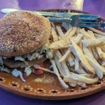 Cheeseburger Platter From Cazuela Molcajete In Mulegé, BCS, Mexico, Dated Aug 20, 2024 Cheeseburger Platter From Cazuela Molcajete In Mulegé, BCS, Mexico, Dated Aug 20, 2024