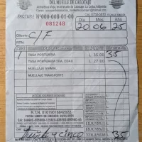 Dock Entry Fee Receipt at La Ceiba, Honduras for Ferry to Utila, Honduras Dock Entry Fee Receipt at La Ceiba, Honduras for Ferry to Utila, Honduras