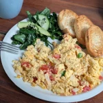 Scrambles Eggs From Cafe Chen In Bacalar, Quintana Roo, Mexico Scrambles Eggs From Cafe Chen In Bacalar, Quintana Roo, Mexico