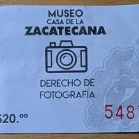 Ticket Stub for Photography Permission at Museo Casa de la Zacatecana in Santiago de Querétaro, Mexico Ticket Stub for Photography Permission at Museo Casa de la Zacatecana in Santiago de Querétaro, Mexico