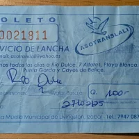 Ticket for Lancha Boat from Livingston to Rio Dulce, Guatemala Ticket for Lancha Boat from Livingston to Rio Dulce, Guatemala